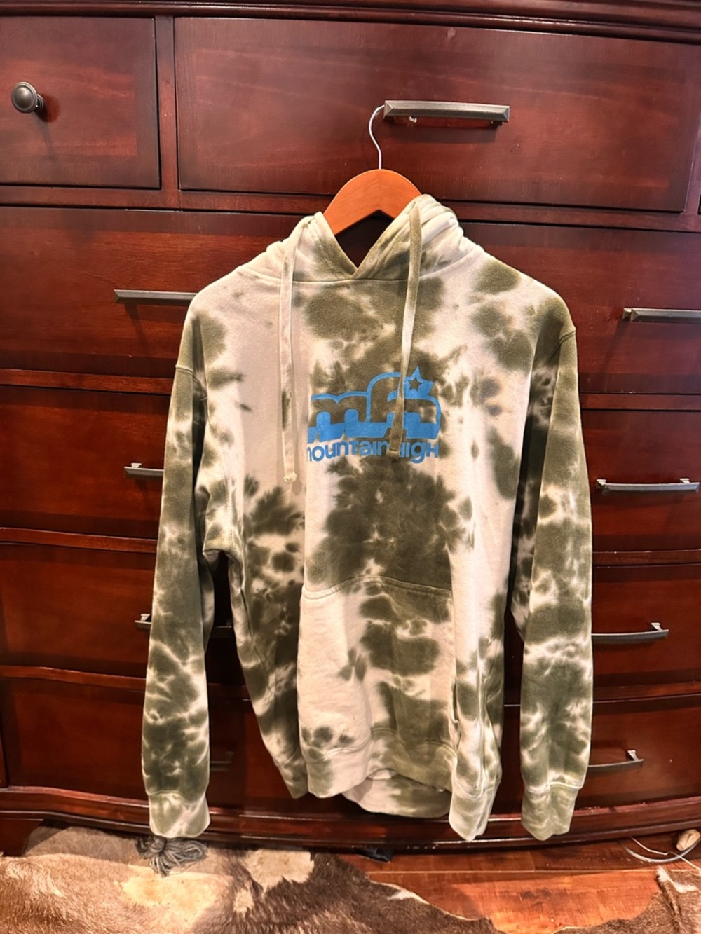 Olive Tie-Dye Crewneck Hoodie